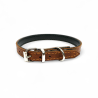 Fleksas rudas, odinis antkaklis mažų veislių šunims, 25 cm
