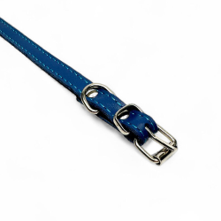 Fleksas mėlynas, odinis antkaklis mažų veislių šunims, 30 cm