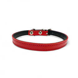 Fleksas raudonas, odinis antkaklis mažų veislių šunims, 30 cm