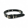 Fleksas juodas, odinis antkaklis su pusžiedžiu šunims, 40 cm