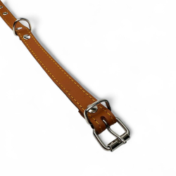 Fleksas rudas, odinis antkaklis su pusžiedžiu šunims, 40 cm